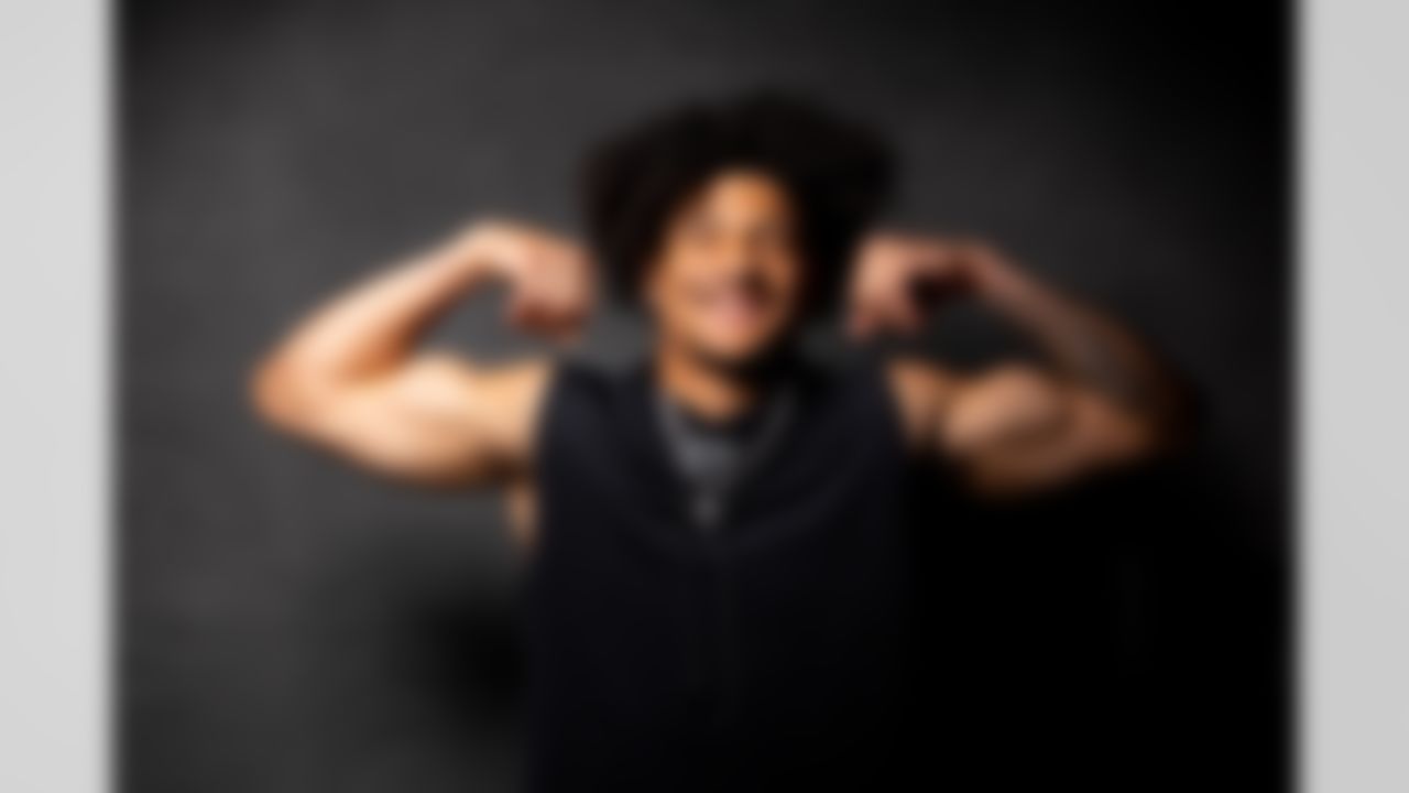 Washington wide receiver Denzel Boston (08) poses for a portrait during the 2026 NFL Scouting Combine on Thursday, February 26, 2026 in Indianapolis, Indiana.