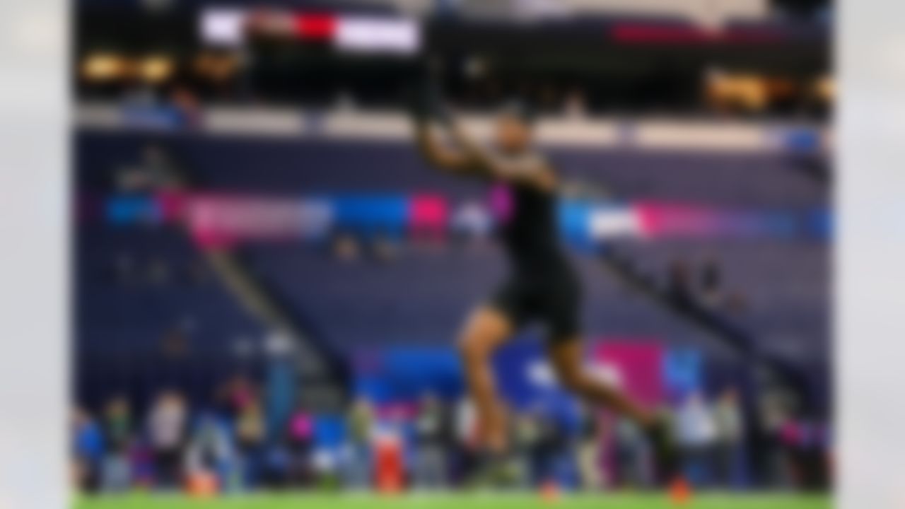 Washington defensive back Tacario Davis (05) participates in a drill during the 2026 NFL Scouting Combine on Friday, February 27, 2026 in Indianapolis, Indiana.