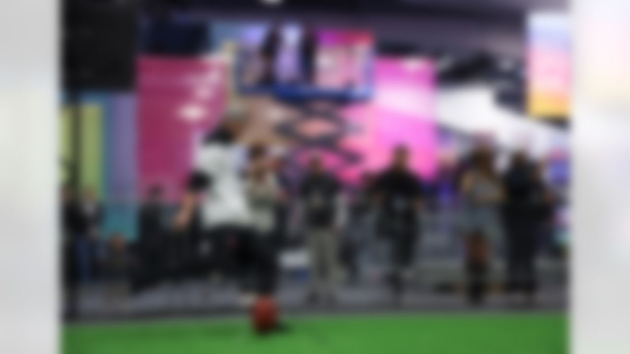 Dallas Cowboys kicker Brandon Aubrey (17) kicks the ball during the 2026 Pro Bowl Skills Challenge on Monday, February 2, 2026 in San Francisco.