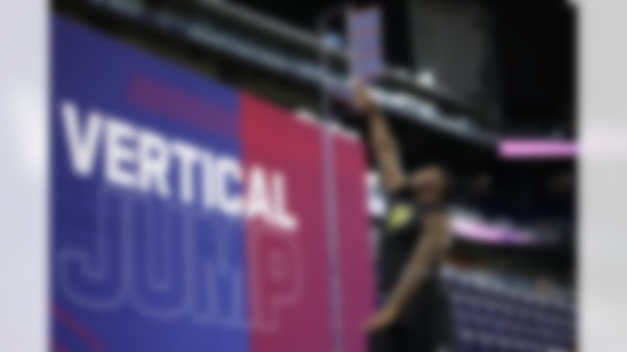 Penn State defensive lineman Zane Durant (08) participates in the vertical jump during the 2026 NFL Scouting Combine on Thursday, February 26, 2026 in Indianapolis, Indiana.