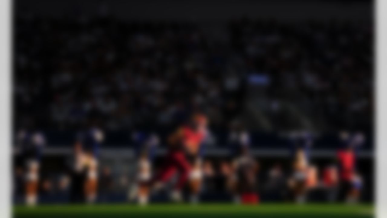 Washington Commanders wide receiver Luke McCaffrey (11) runs the ball during an NFL football game against the Dallas Cowboys on Sunday, October 19, 2025 in Arlington, Texas. (Cooper Neill/NFL)