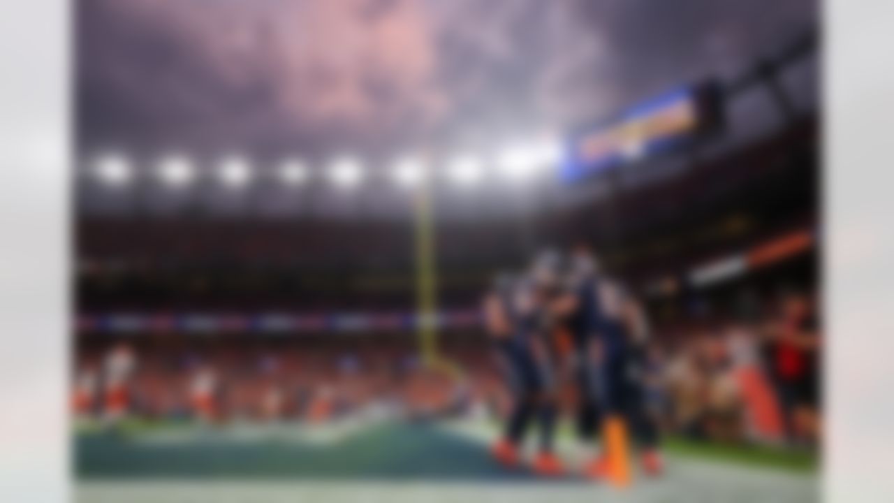Denver Broncos quarterback Bo Nix (10) celebrates scoring  a touchdown during an NFL football game against the Cincinnati Bengals on Monday, September 29, 2025 in Denver, Colorado.