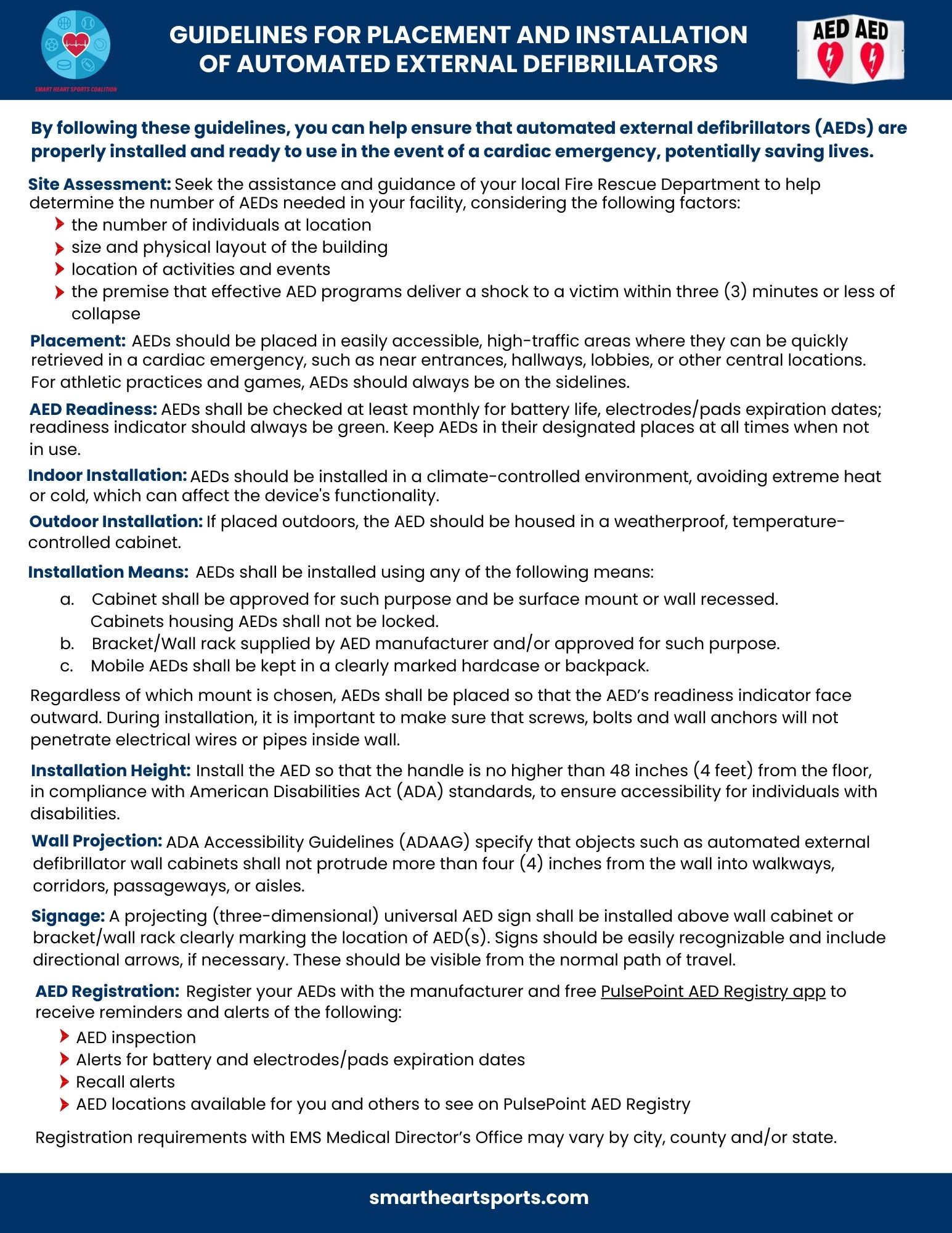 Guidelines for Placement & Installation of AEDs