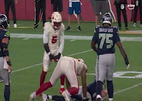 Calais Campbell boosts his career sack total to 113.5 via Darnold takedown