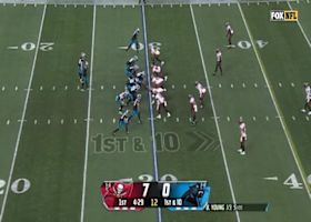 Jonathon Brooks scoots through Buccaneers defense for 18-yard gain