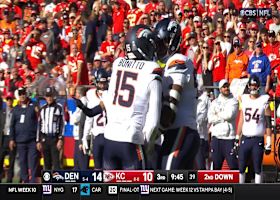 Broncos LB Nik Bonitto gets a blind-side sack on Patrick Mahomes