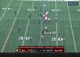 Tony Adams locates deflected pass for Jets INT