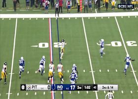 Fields toes line of scrimmage before 29-yard dart to Freiermuth vs. Colts