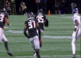 Natrone Brooks flies in for INT off Brandon Allen's pass