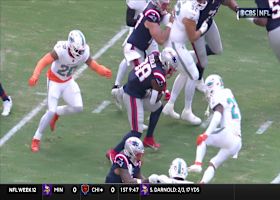 Rhamondre Stevenson flattens Jordan Poyer  for another Patriots first down