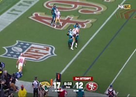 Purdy's two-point-conversion strike to Jauan Jennings trims Jags' lead to 17-14