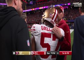 Dre Greenlaw suffers apparent leg injury while running on to field in second quarter of SB LVIII