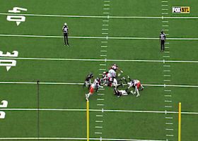 Dondrea Tillman swarms a leaping Davis Mills for a huge sack before the half