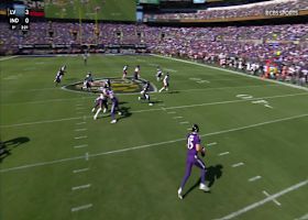 Rush rolls out to connect with Charlie Kolar on 10-yard sideline sling into Texans' territory