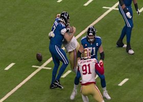 Alfred Collins smacks the ball loose for a fumble and major loss of 15 yards