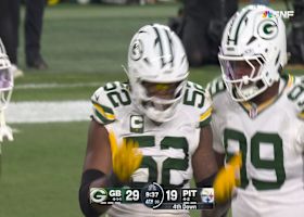 Rashan Gary hits the 6-7 celebration after boosting his sack total from 6.5 to 7.5