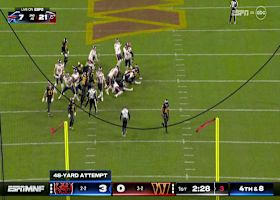 Jake Moody drains a 48-yard FG despite the windy conditions at Northwest Stadium