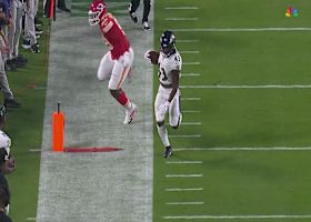 Justice Hill's sideline highwire act nets 18-yard gain on third-down grab