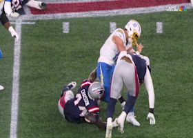 Herbert is SMACKED down freeing the ball for a crucial Pats' fumble recovery