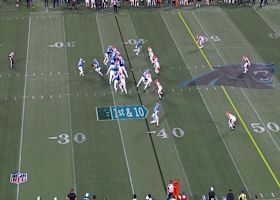 Nik Needham leaps into passing lane to intercept Andy Dalton's pass