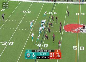 Tagovailoa's third interception of the day lands in the hands of Ronnie Hickman Jr.