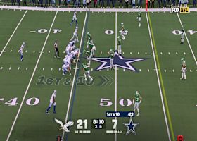 Malik Davis' speedy 21-yard run ends with a somersaulting move