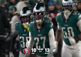 Quinyon Mitchell intercepts Purdy's errant pass