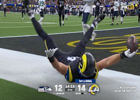 Colby Parkinson backpedals into the end zone for a TD against his former team