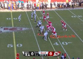 Mahomes' 14-yard pass hits Kelce as QB is engulfed by Raiders' defenders