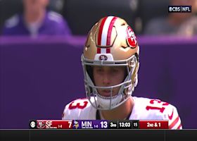 Kyle Juszczyk's toe-tap placement is 100 on 8-yard catch of Purdy's scrambling pass