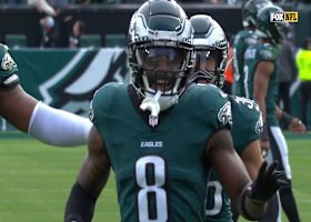 C.J. Gardner-Johnson runs under Bryce Young's loft for Eagles' INT