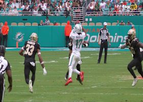 Tua zips 22-yard strike in between three saints defenders to Jaylen Waddle