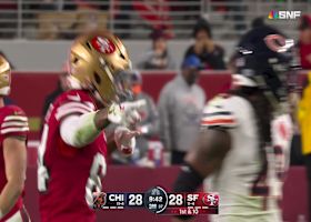 Purdy lofts a 25-yard pass to Kendrick Bourne for entry into Bears' territory