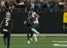 Hurts' 43-yard strike to Dallas Goedert sets Eagles up in the red zone