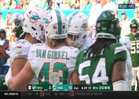 Miami Dolphins defensive tackle Zach Sieler gets to Zach Wilson on third-and-long for sack