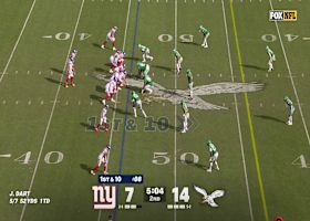 Jaxson Dart's 21-yard laser pinpoints Daniel Bellinger inside Eagles' territory