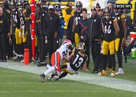 Scotty Miller demonstrates excellent body control with falling 21-yard catch along sideline vs. Browns