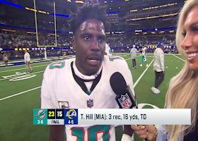 Tyreek Hill talks to Taylor Bisciotti in on-field interview after Dolphins-Rams on 'MNF'