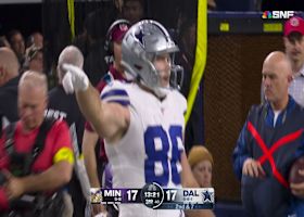 Luke Schoonmaker's one-handed picks up 29 yards in Vikings' territory