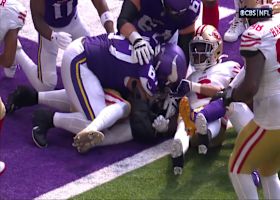 Fred Warner forces Aaron Jones to fumble at the goal line after long catch-and-run