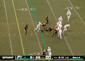 Tua somehow stays on his feet to find De’Von Achane on 18-yard catch and run