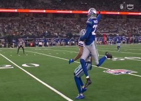 Tariq Woolen's 47-yard PI penalty occurs during Prescott's deep launch
