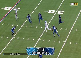 Jameson Williams darts over the middle on 21-yard sprint