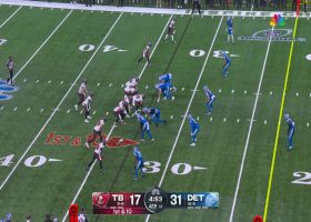 Mayfield's 17-yard pass to Godwin threads needle between two Lions DBs