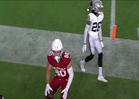 Clayton Tune pinpoints Simi Fehoko while on the run for 10-yard TD strike