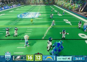 Sulley escapes a bunch of Eagles to send a 12-yard screamer to McConkey