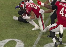 McCollum carries Lamar into the end zone following fumble; ruled down by contact