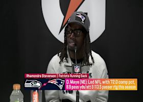 Rhamondre Stevenson praises Drake Maye's growth as a QB from year one to year two | Super Bowl LX Opening Night