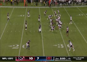 Case Keenum lofts 20-yard sideline dime to Hutchinson in stride