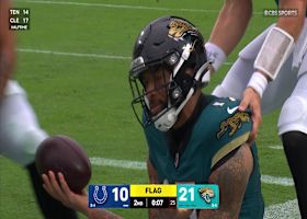 Lawrence's risky gamble scramble pays off in an 8-yard TD toss to Patrick